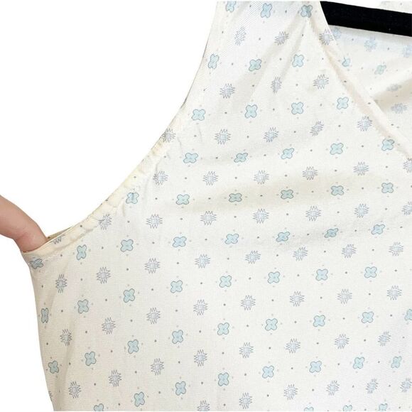 Marc Jacobs Women’s Cream Blue Flower Sleeveless Silk Blouse Large Tie Button - Picture 3 of 9